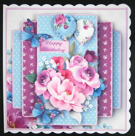 Flowers and Balloons - Decoupage Card Mini Kit by Linda Short