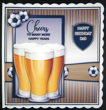 7x7 Cheers to many more years Card Front, Decoupage Layer & Sentiments  by Linda Short