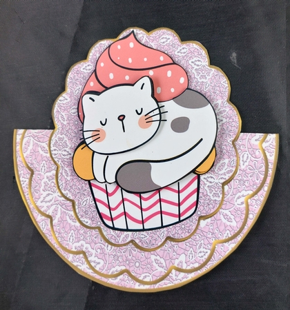 Cat dessert rocker card by Linda Short
