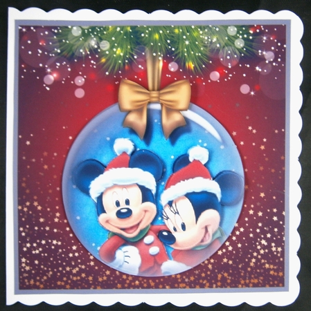 Mickey and Minnie Christmas Bauble by Linda Short