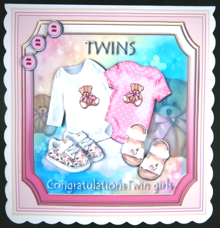 New Twin Baby Girls with Teddies by Linda Short