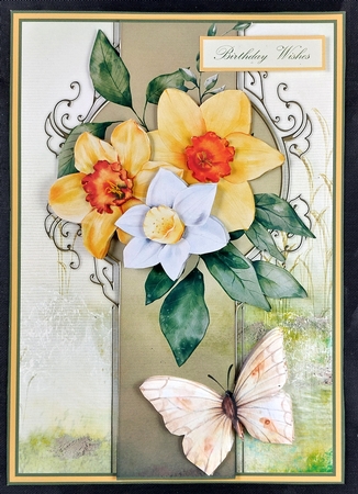 Spring flowers and butterfly A5 by Linda Short