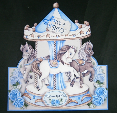 New Baby Boy Carousel Shaped Mini Page Kit  by Linda Short