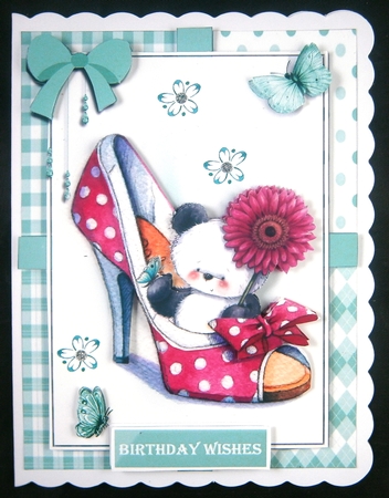 Cute panda with a fancy shoe by Linda Short