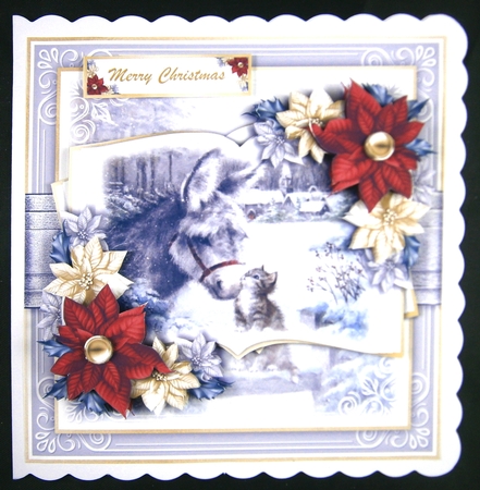 Winter Donkey and Kitten Open Book by Linda Short