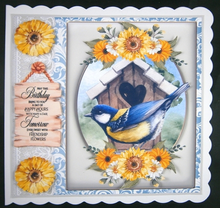 Floral bird card front 1 by Linda Short