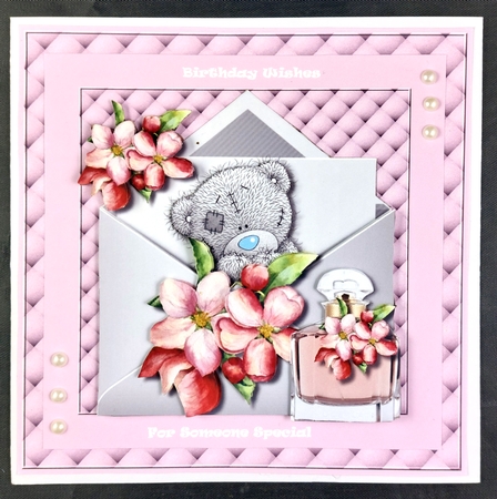 Tatty Teddy with Perfume and Flowers by Linda Short