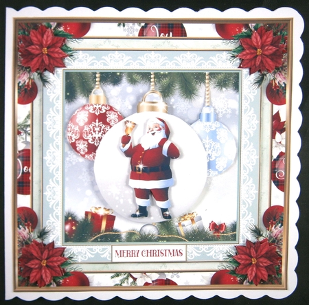 Christmas Santa Bauble 7x7ins Topper 8 by Linda Short