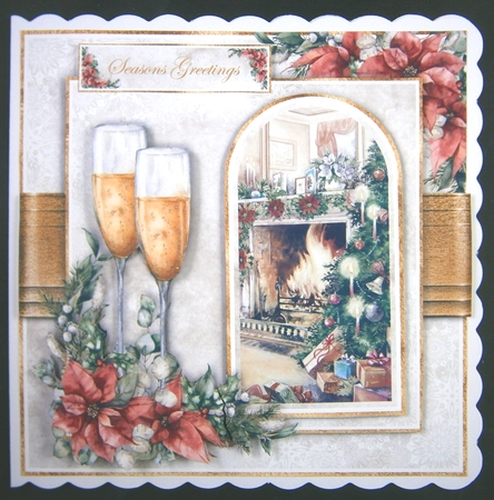 Watercolour Poinsettia Vintage Christmas No.3 by Linda Short