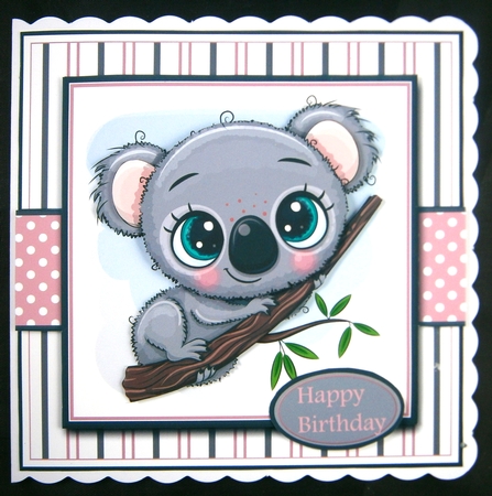 8x8 Koala Bear Mini Decoupage Kit - x5 A4 Sheets  by Linda Short