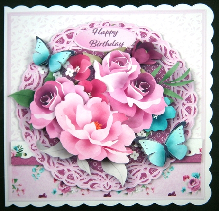 Pink Bouquet - Decoupage Card Mini Kit by Linda Short