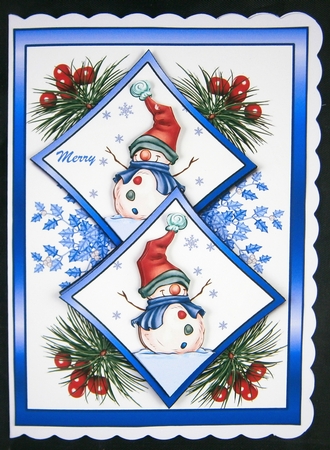 Two squares Jolly snowmen by Linda Short