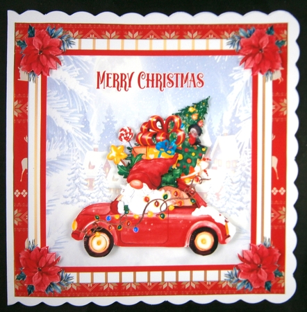 Merry Christmas Santa Claus Decoupage 7x7ins Topper 7 by Linda Short