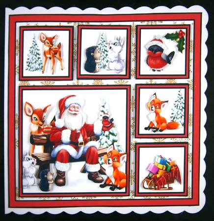 Sampler Santas animal friends (Red) by Linda Short