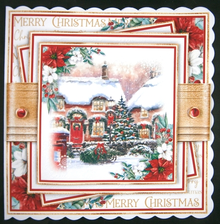 Christmas Cottage 7x7 inch No.1 by Linda Short