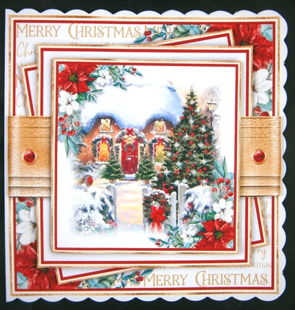 Christmas Cottage 7x7 inch No.3 by Linda Short