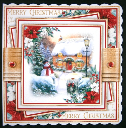 Christmas Cottage 7x7 inch No.5 by Linda Short
