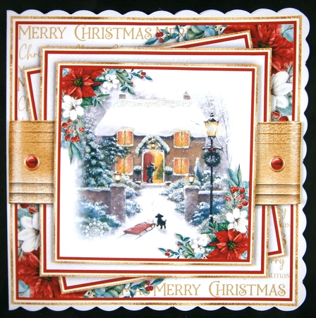 Christmas Cottage 7x7 inch No.6 by Linda Short