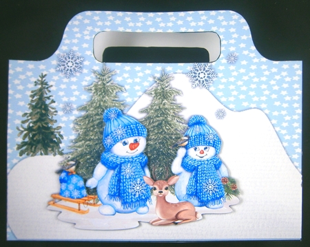 Beautiful Blue Snowman Tote Bag by Linda Short