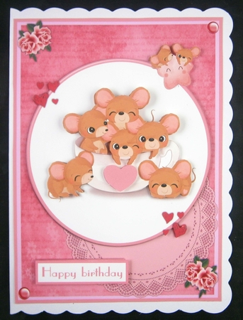 Playful Mice Birthday Greeting Card by Linda Short