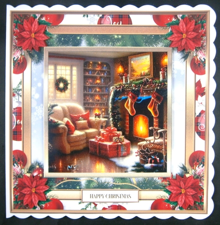 At Home for Christmas 7x7ins Topper  by Linda Short
