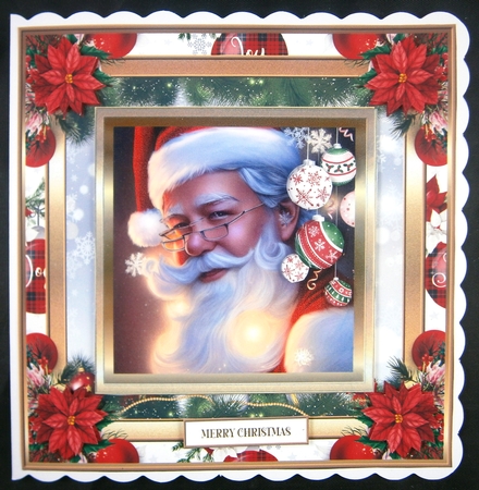 Christmas Santas on his way 7x7ins Topper  by Linda Short