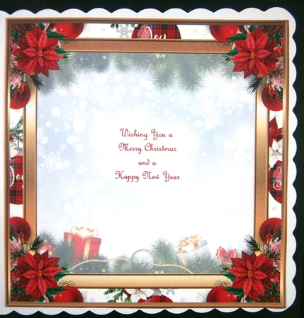 Christmas Poinsettia 7x7ins Blank Insert  by Linda Short