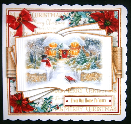 Christmas Cottage Open Book 7x7 inch No.4 by Linda Short