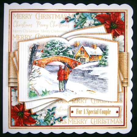 Christmas Cottage Open Book 7x7 inch No.5 by Linda Short