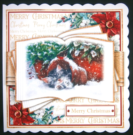 Christmas Animals Kitten Open Book 7x7 inch by Linda Short
