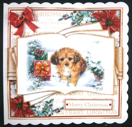 Christmas Animals Puppy Open Book 7x7 inch by Linda Short