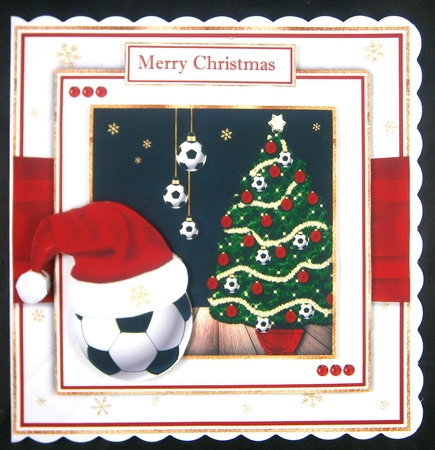Christmas Football with Santa Hat 7x7 inch by Linda Short