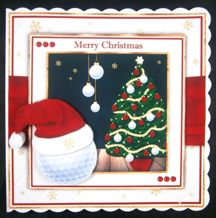 Christmas Golf Ball with Santa Hat 7x7 inch by Linda Short