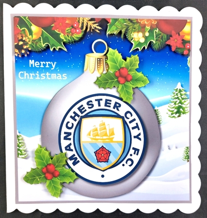 Manchester City fan Christmas by Linda Short