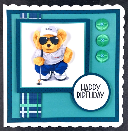 Golfing Bear Birthday Card by Linda Short