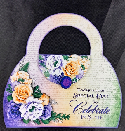Bouquet of Happiness Roses Handbag Shaped Card by Linda Short
