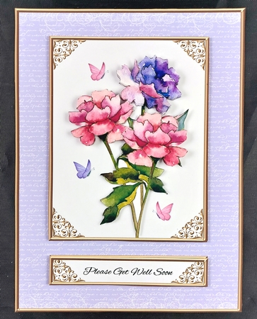 Lovely Watercolor Peonies Get Well Topper by Linda Short
