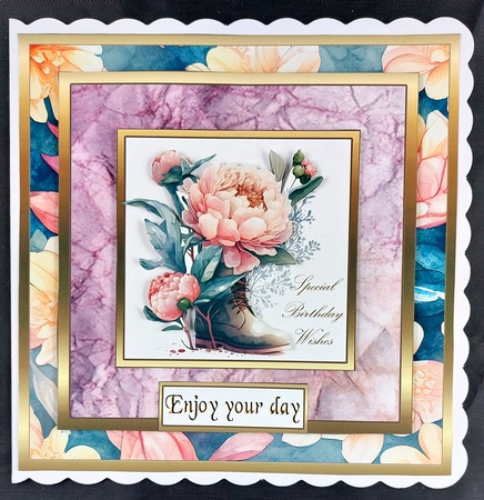 SC Boot with peonies by Linda Short