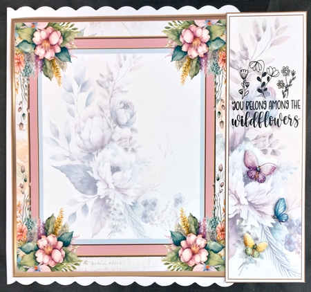 Floral Watering Can 8x8ins Kit 3 with Matching Bookmarks by Linda Short