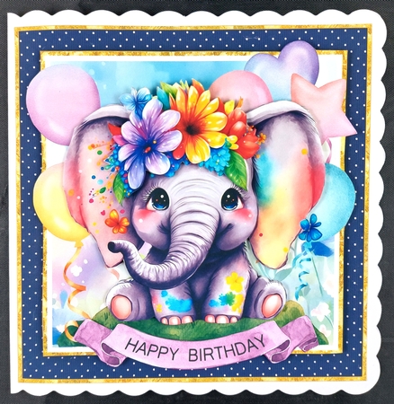Baby Party Elephant 7x7 MiniKit-2 by Linda Short