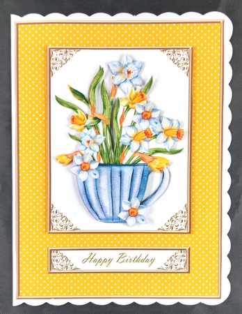 Lovely Spring Flowers In A Teacup Birthday Topper - Yellow by Linda Short