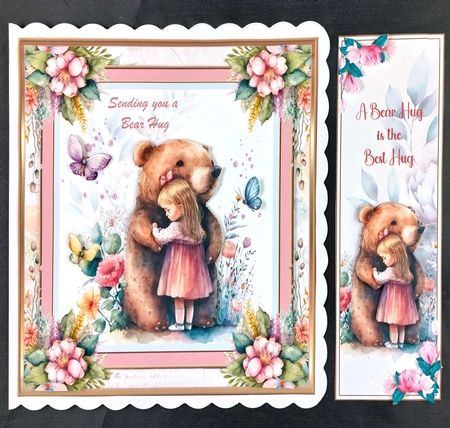 A Bear Hug 8x8ins Topper with Matching Bookmark 6 by Linda Short