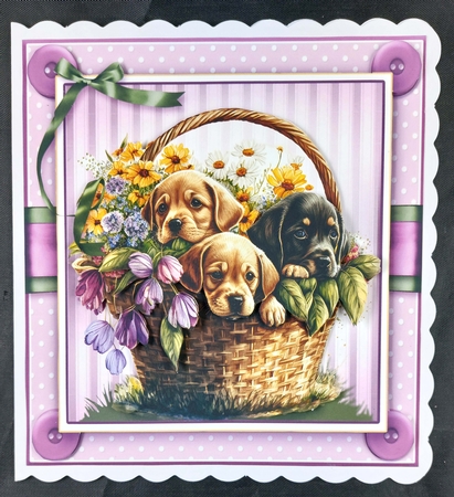 Cute Puppy Spring Basket MiniKit-1 by Linda Short