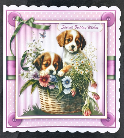 Cute Puppy Spring Basket MiniKit-5 by Linda Short