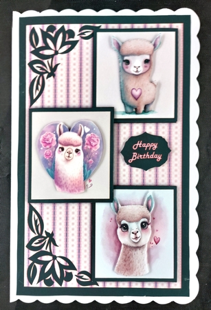 LLama Love Three Square Quick Card by Linda Short