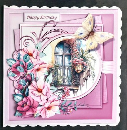 Balcony and flowers 7x7 by Linda Short