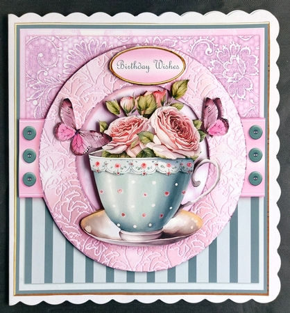 Floral Teacup Card front Kit- 1 by Linda Short