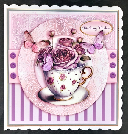 Floral Teacup Card front Kit- 2 by Linda Short