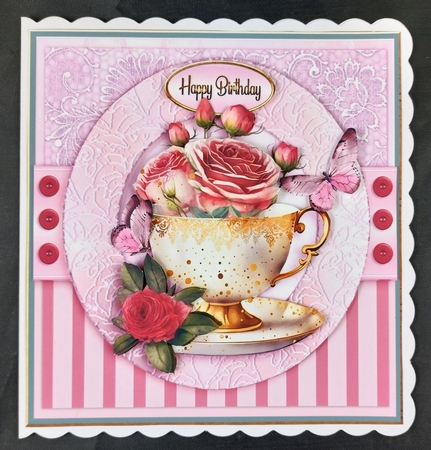 Floral Teacup Card front Kit- 3 by Linda Short