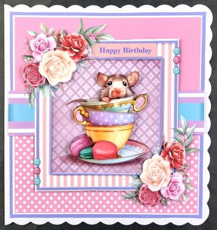 Floral Mouse In Teacup by Linda Short